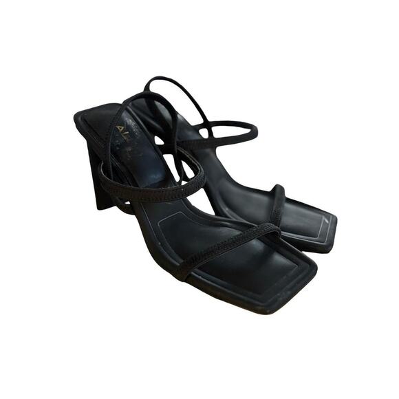 Y2K VTG. ALDO BLACK STRAPPY SQUARE TOE HEELS SANDALS‎ SZ. 6 1/2. - Picture 2 of 8